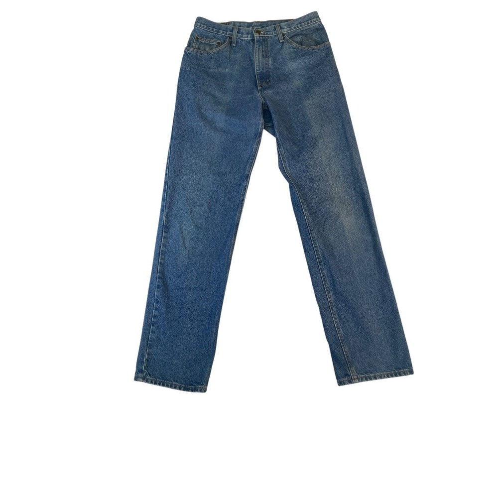 Diamond Gusset Straight Jeans Mens 32X34 Blue Denim Cotton Mid Rise Regular Fit